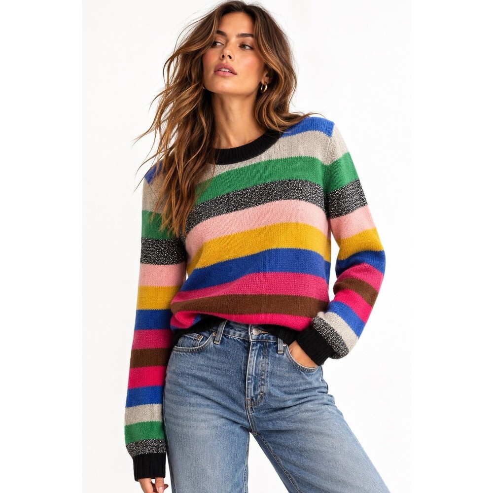 English Factory Give Me Life Colorful Stripe Sweater Size Small NWT Wool Mohair